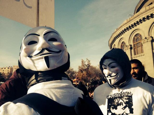 Անոնիմուսների երթի ժամանակ բերման է ենթարկվել 8 ակտիվիստ